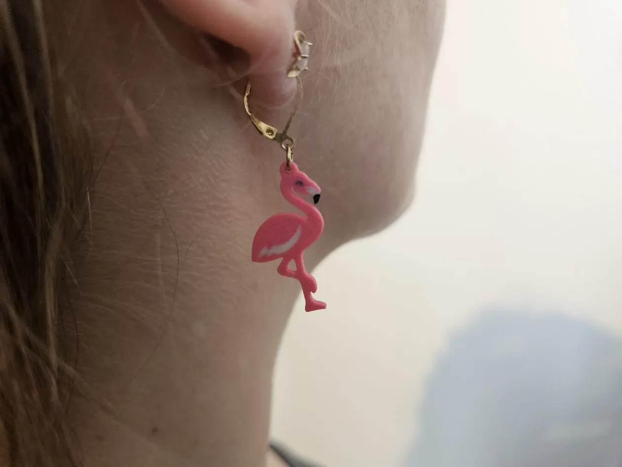 Cute Flamingo Earrings – Multi-Color Print view 2