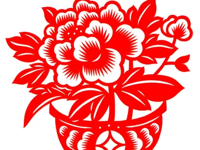 Auspicious New Year's paper-cut style painting of a full hall of rich and noble peony flowers