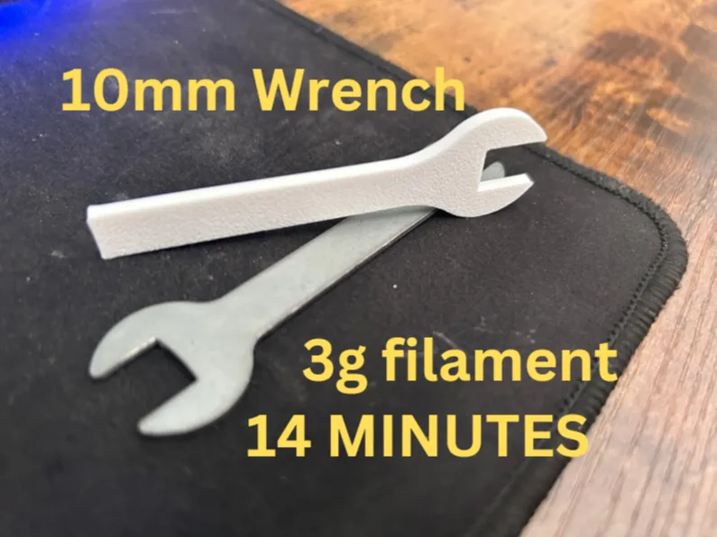 10mm Wrench (14 minute print + 3g of filament)