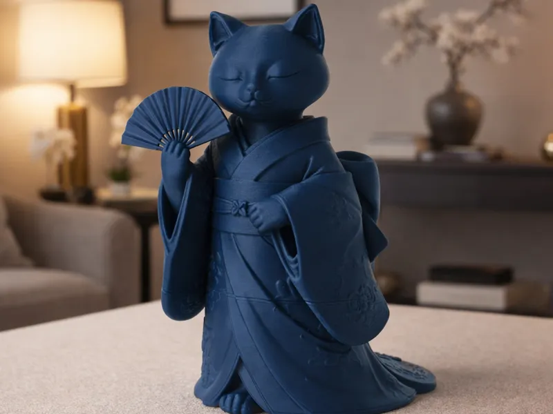 Kimono Cat Sculpture - Geisha Japanese Style Decor