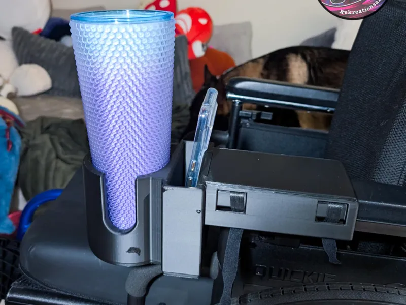 Electric Wheelchair Armrest Cup + Phone Holder