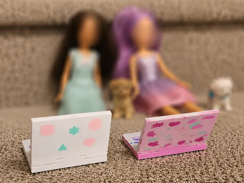 Small Doll Laptop, Colored, Opens/Closes