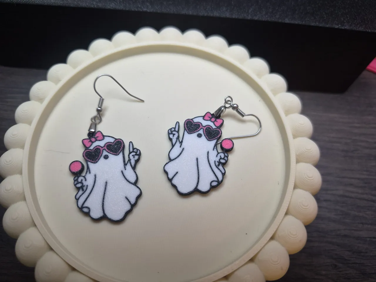 Peace Out Ghost Earrings view 2