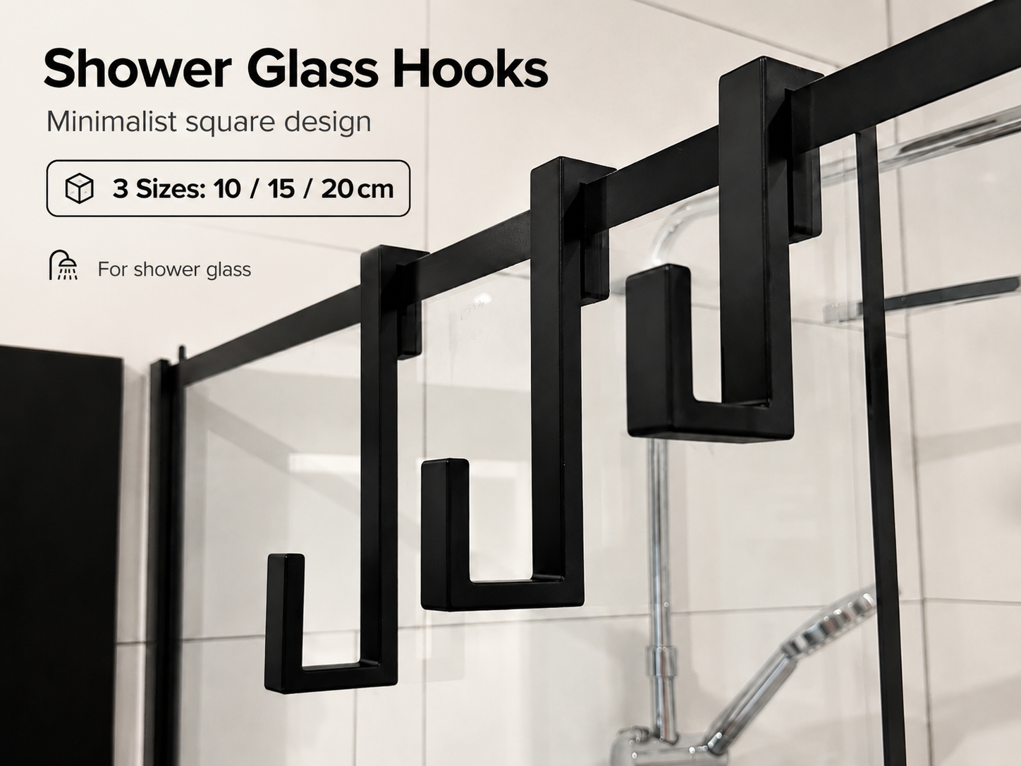 Minimalist Shower Glass Hooks - 3 Sizes