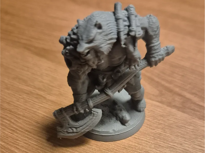 Barbarian with bear skin and axe
