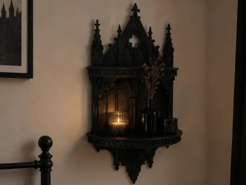 Estante o repisa: Gothic Cathedral Wall Shelf – Dark Fantasy Decor — referencia de MakerWorld