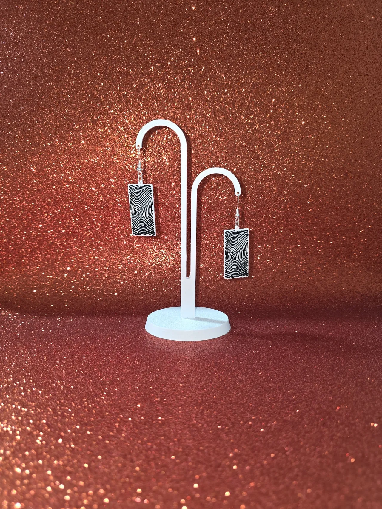 Artistic fingerprint earrings view 3