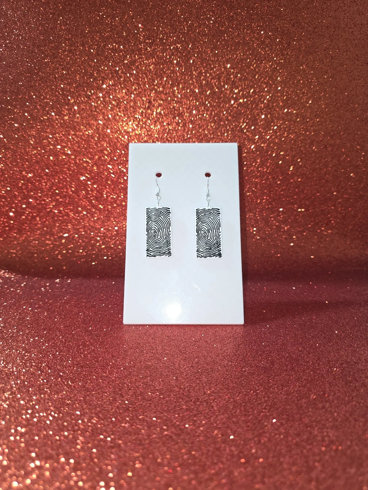 Artistic fingerprint earrings view 2