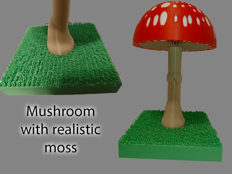Mushroom with realistic moss