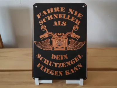 Sign 'Never drive faster than your guardian angel'