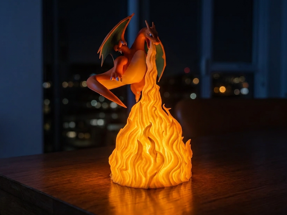 Charizard Inspired Dragon Lamp - 1