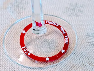 Happy New Year 2026 - Wine Glass Marking Ring