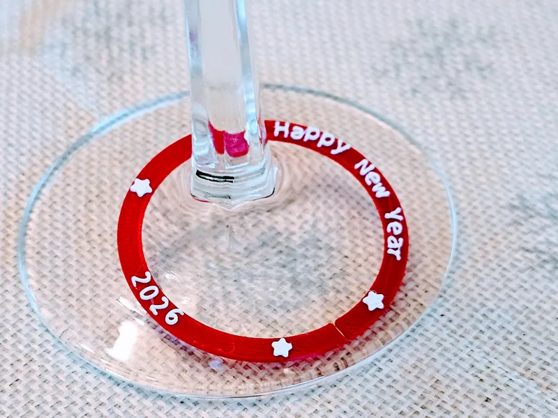 Happy New Year 2026 - Wine Glass Marking Ring