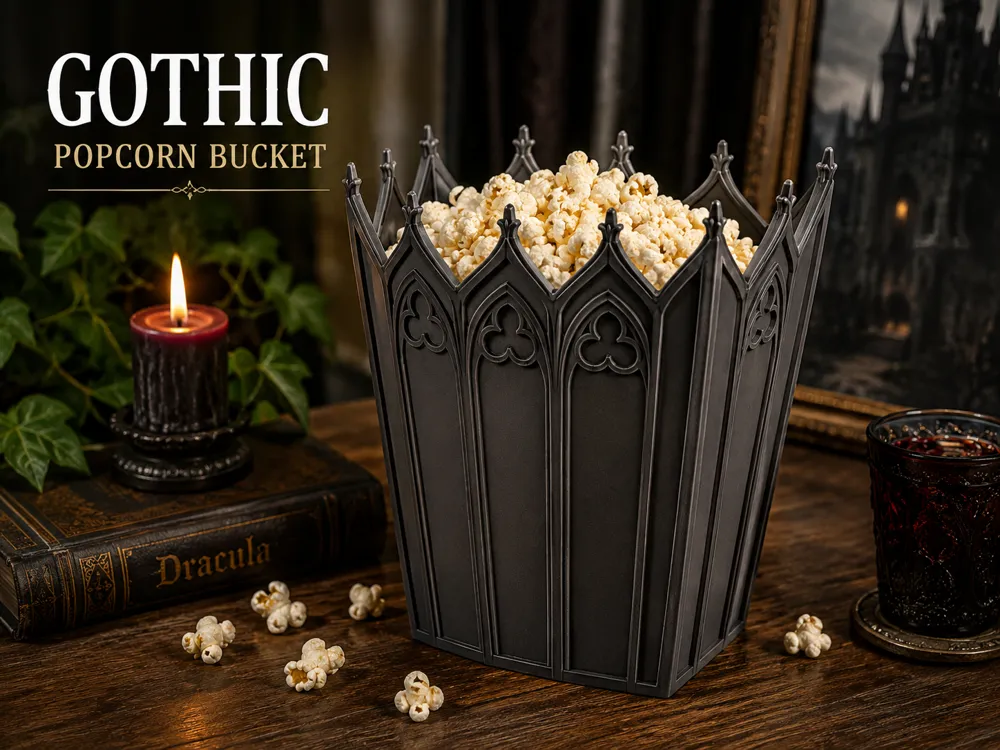 Modelo para impresión 3D: Gothic Popcorn Bucket. Referencia del modelo original.