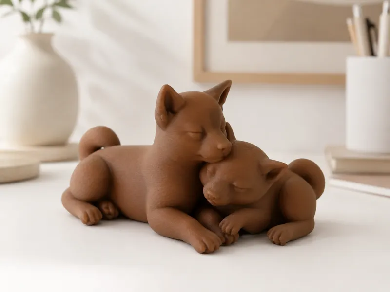 Cuddling Shiba Inu Puppies – Sleeping Dog Pair 
