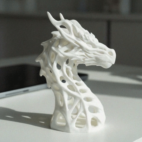 Modern Organic Dragon Bust– Voronoi Skeleton Style