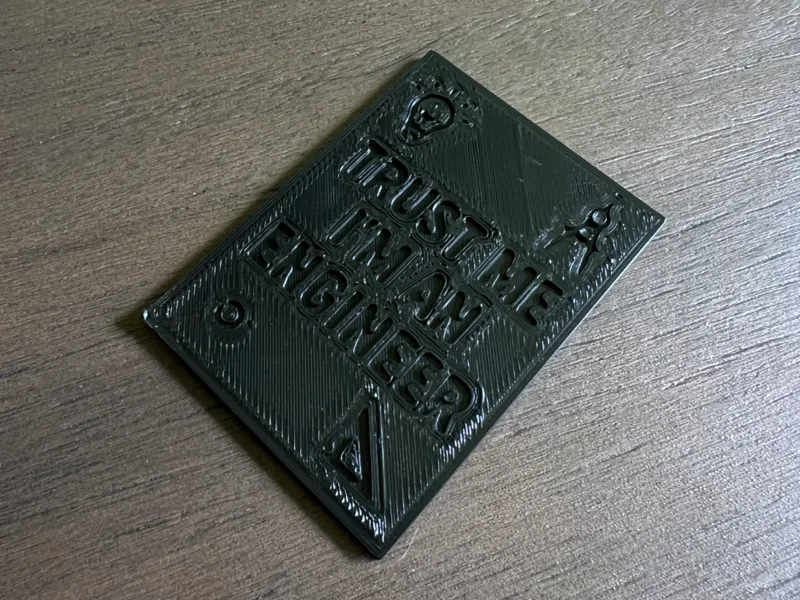 Trust me I'm an engineer badge / keychain  SCALE!