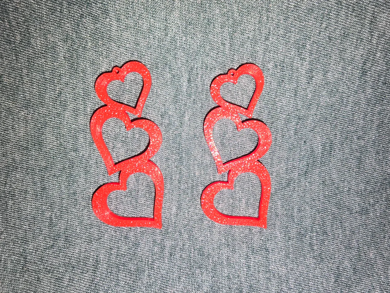 Triple Heart Earring view 2