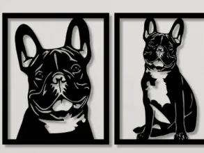 Trio de cadres muraux Bouledogue français