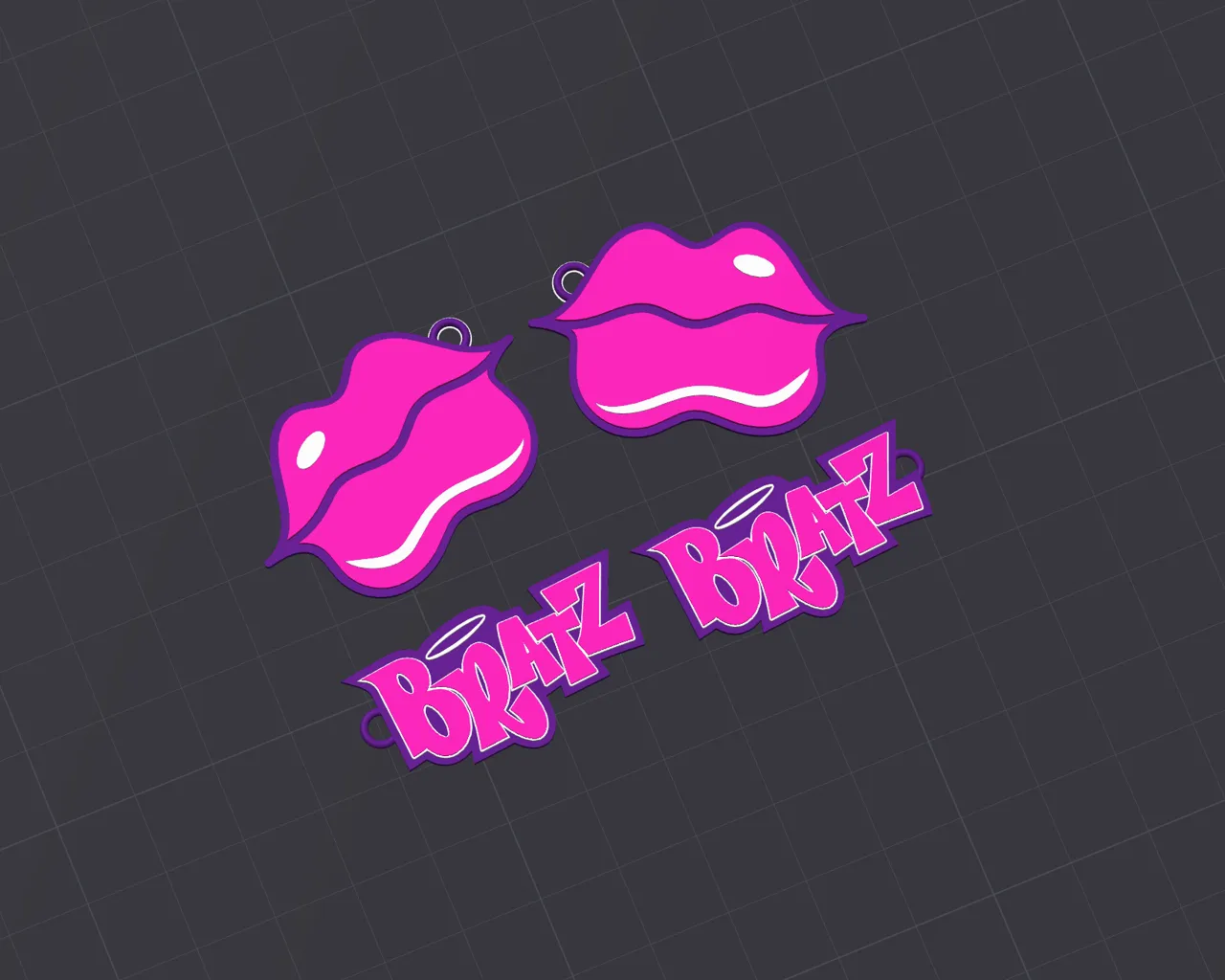 Bratz Logo & Lips Earrings, Quick Print view 2