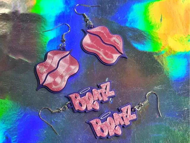 Bratz Logo & Lips Earrings, Quick Print