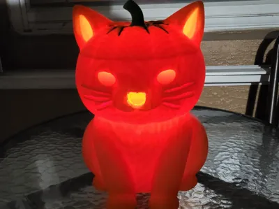 Cat Pumpkin That lights with Tea Lights