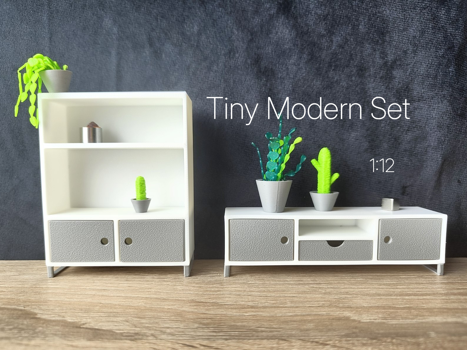 Modern Mini Furniture – TV Stand + Cabinet 1:12