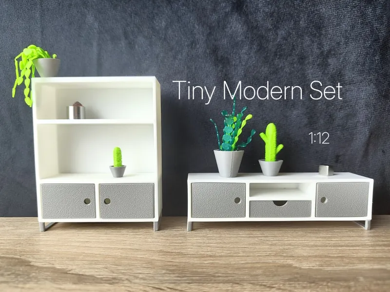 Modern Mini Furniture – TV Stand + Cabinet 1:12