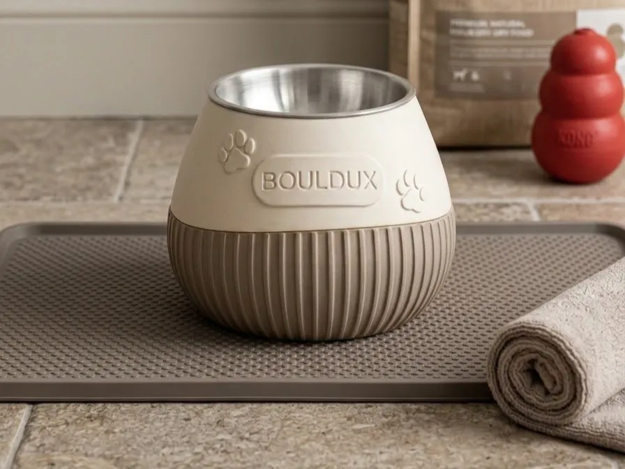 Soporte: Minimalist Dog and Cat Bowl Stand. Referencia del modelo original.