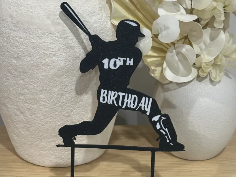 Cake Topper 10th Birthday Baseball Design
