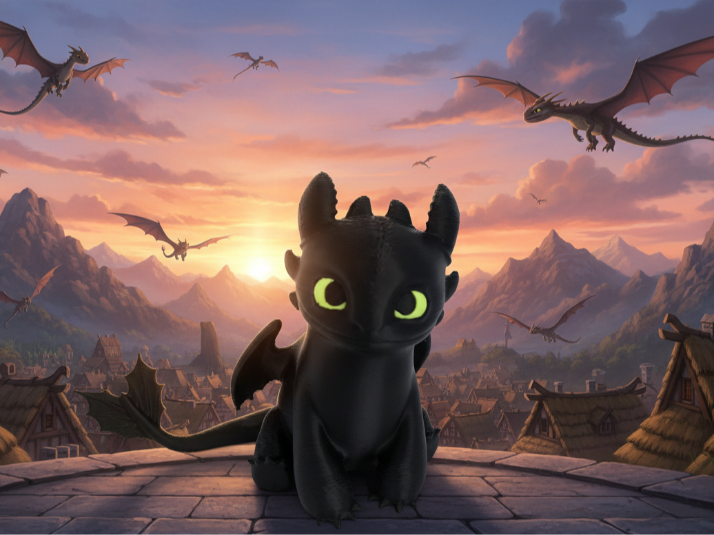 Baby Toothless- Baby Krokmou - Night Fury Figurine