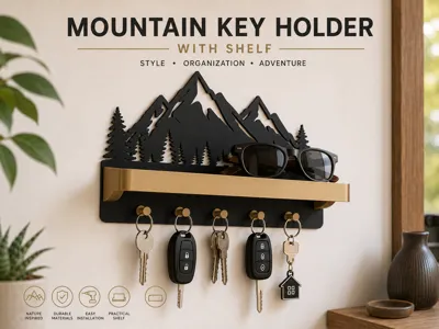 Mountain Key Holder with Shelf | Wall Organizer