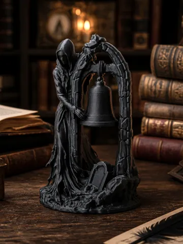 Figura decorativa: Grim Reaper Bell Sculpture – Gothic Art — vista de referencia 2