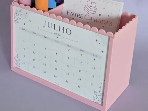 Organizador: Organizador de mesa com espaço para calendário — referencia de MakerWorld