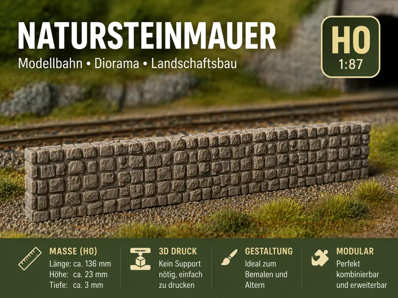Natursteinmauer H0 (1:87) – Segment für Modellbahn