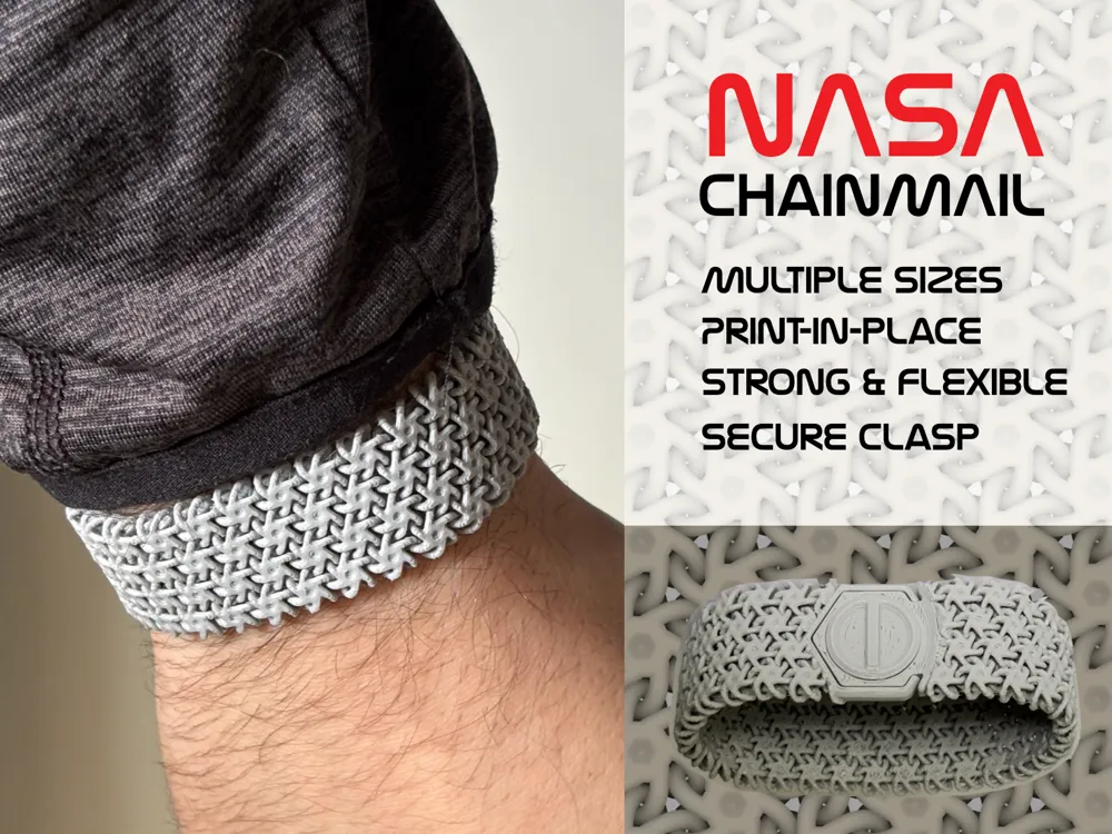 NASA Chainmail Fabric Bracelet w/ Clasp – 18 sizes