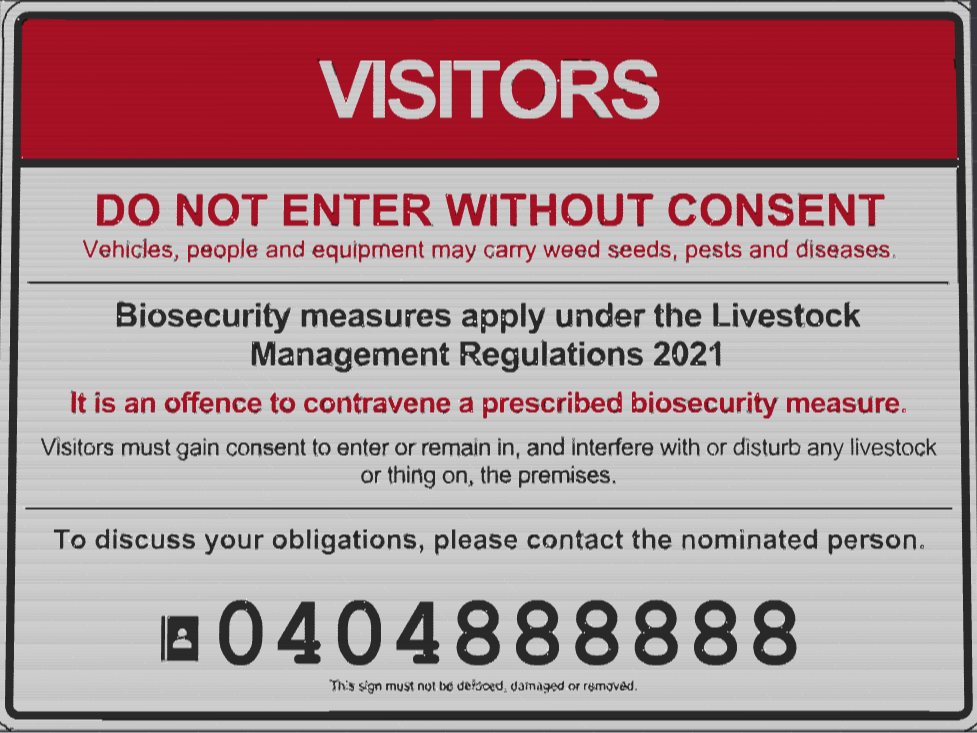 do not enter, farm sign bio security visitors