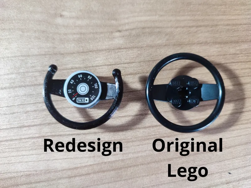Realistic steering wheel for BRICK 76328 Batmobile