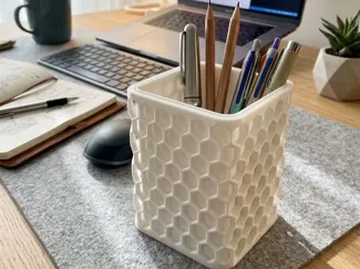 Modern Hexagonal Pen Holder