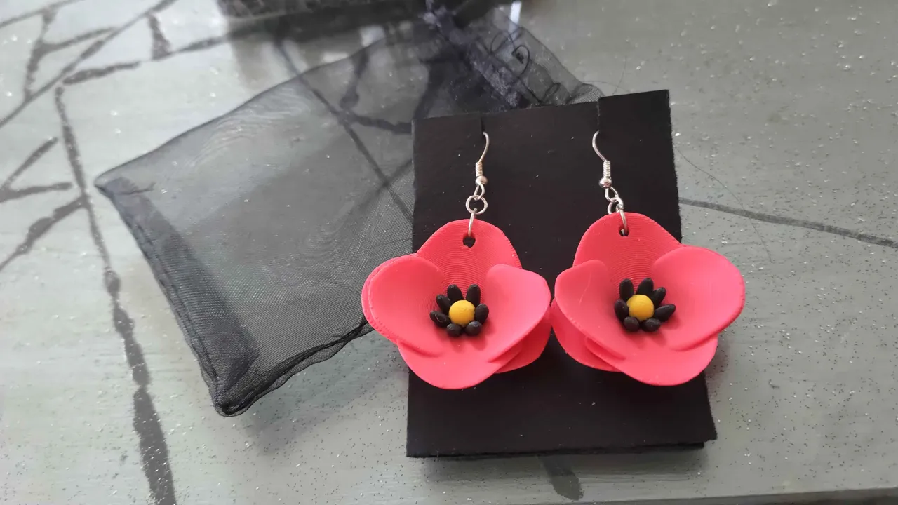 Flower earrings view 2