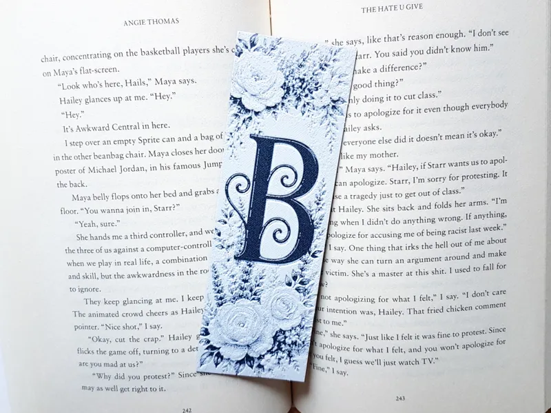 Bookmark, Monogram B, Floral Background, Hueforge