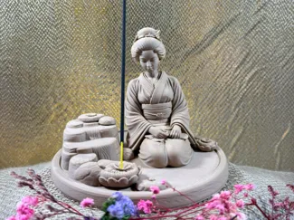 Geisha Figurine with Incense Base
