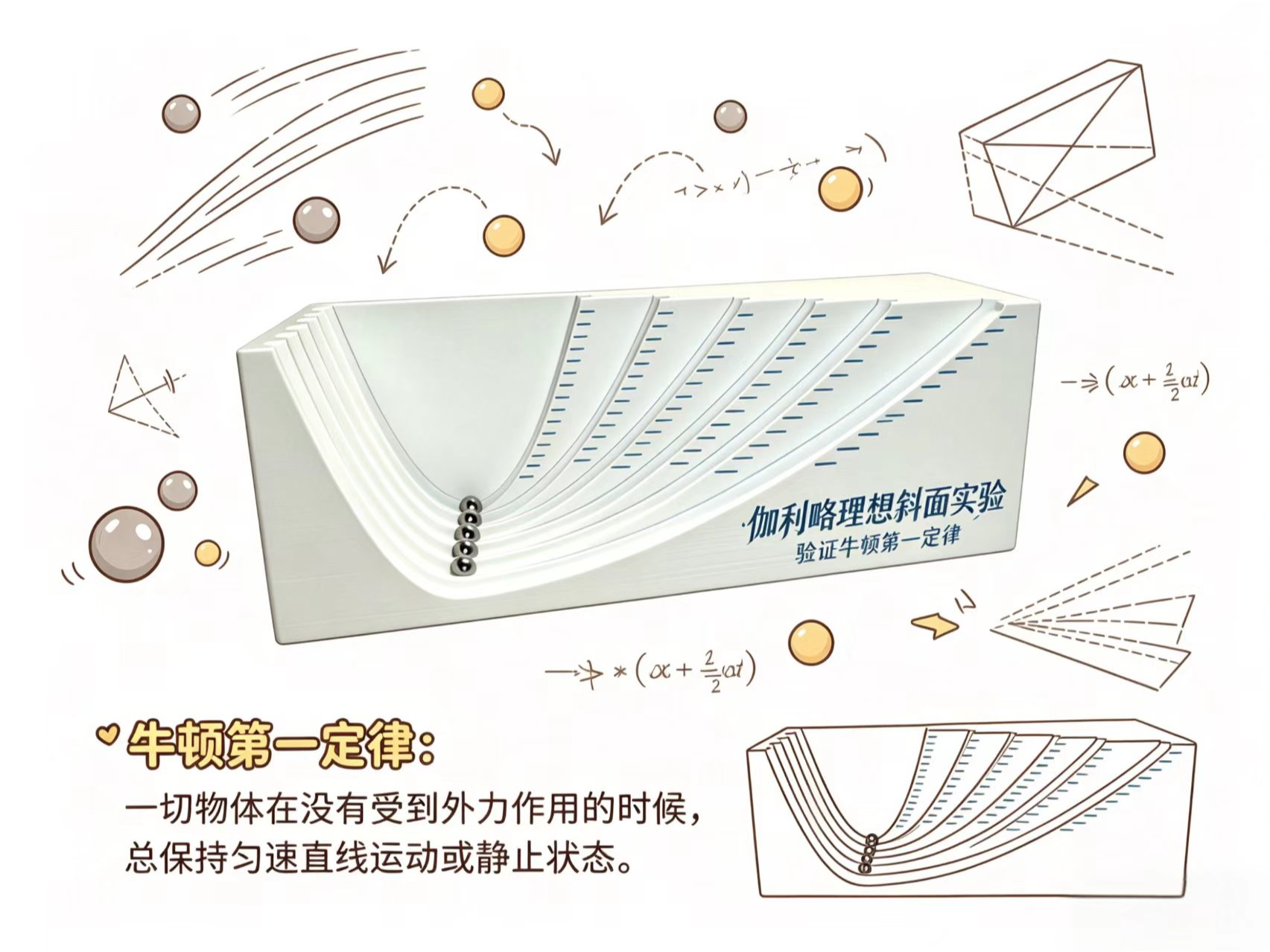 伽利略斜面实验验证牛顿第一定律中小学物理实验教具