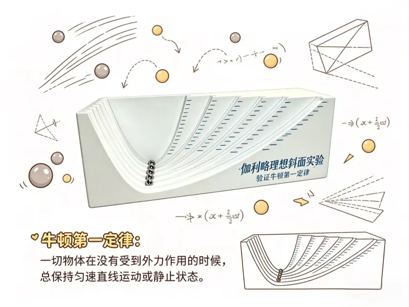 伽利略斜面实验验证牛顿第一定律中小学物理实验教具