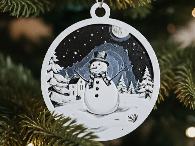 Snowman Christmas Tree Ornament - Hueforge