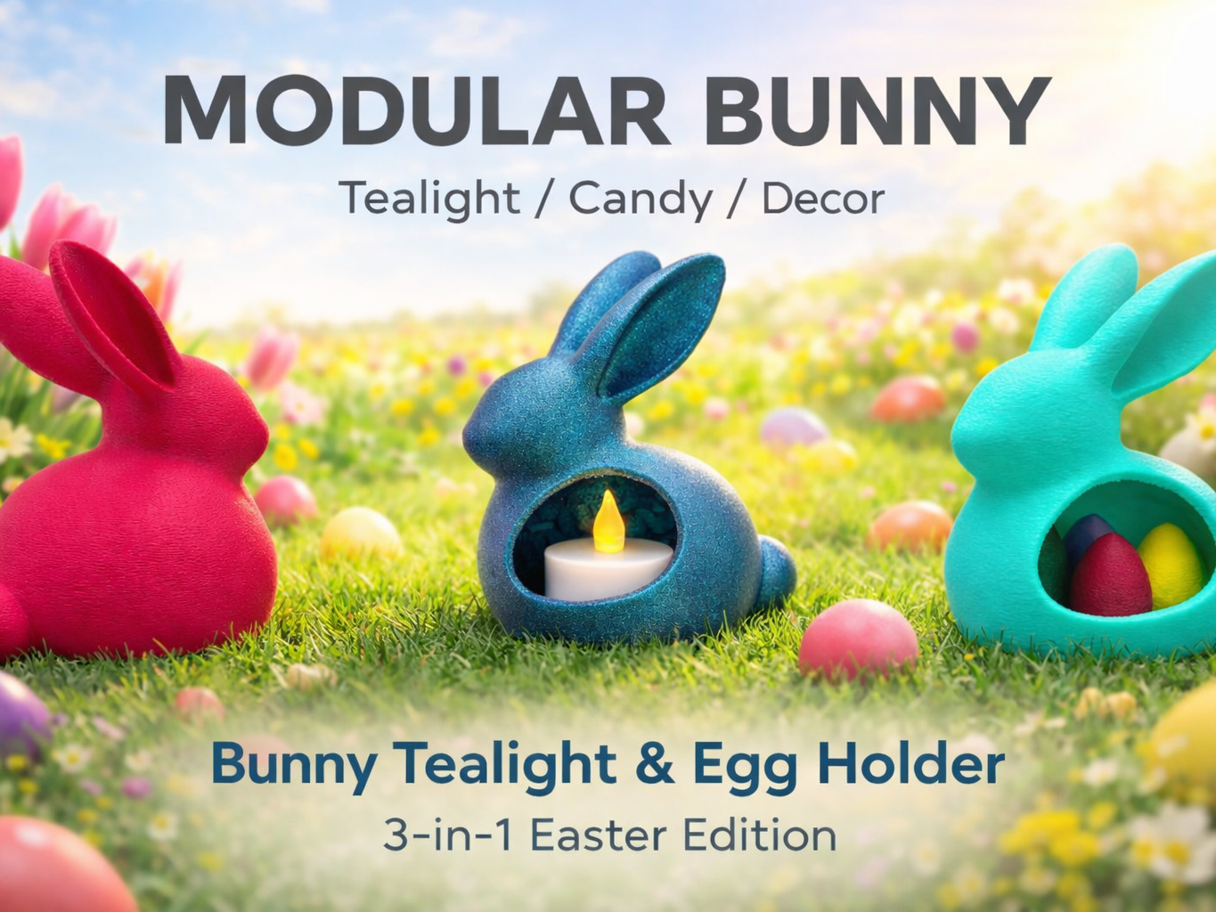 Modular Easter Tealight & Egg Holder / 3-in-1Decor
