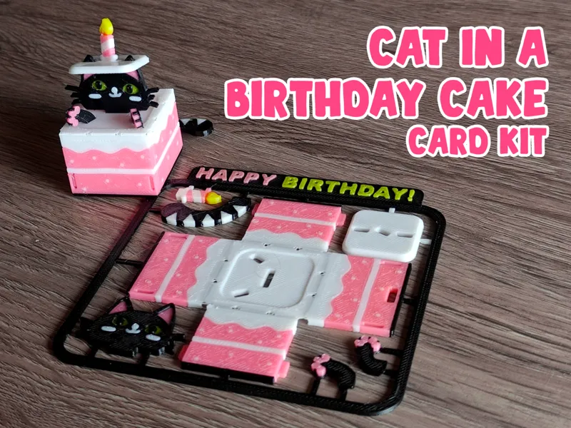 Cat in a Birthday Cake Kit Card
