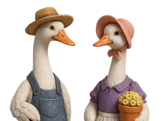 Garden Goose Duo – Flora & Clay