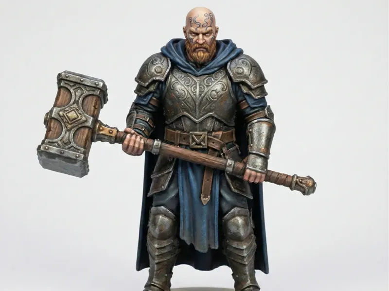 Tempest Cleric Miniature - Lightning Mace
