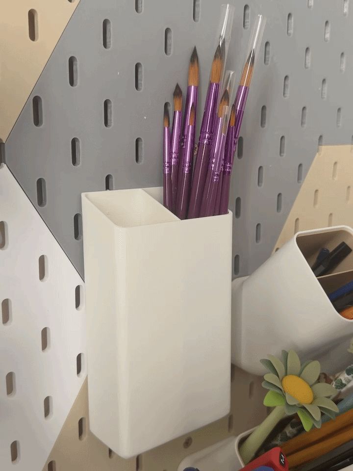 Artist Brush Holder for IKEA Skadis — Dual Bins